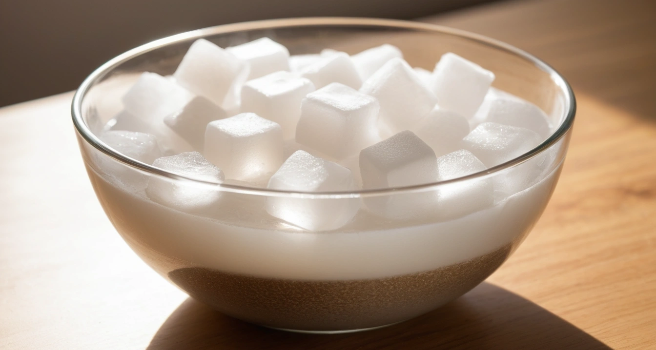 clear glass bowl filled with ice cubes v 1