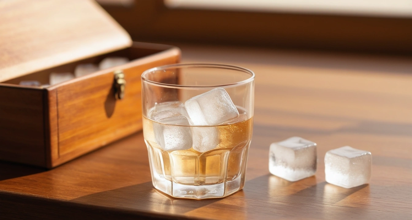 clear glass cup filled with melting ice 1