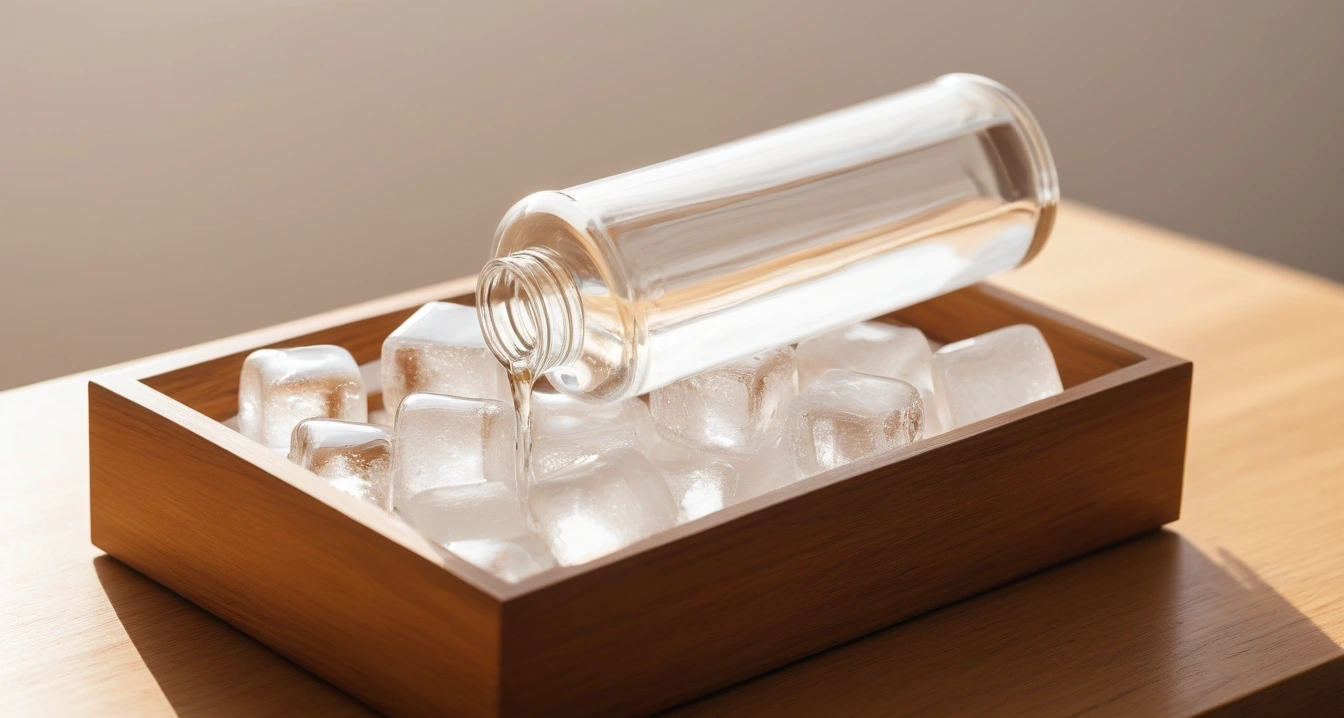 clear glass filled with melting ice cube 1 2