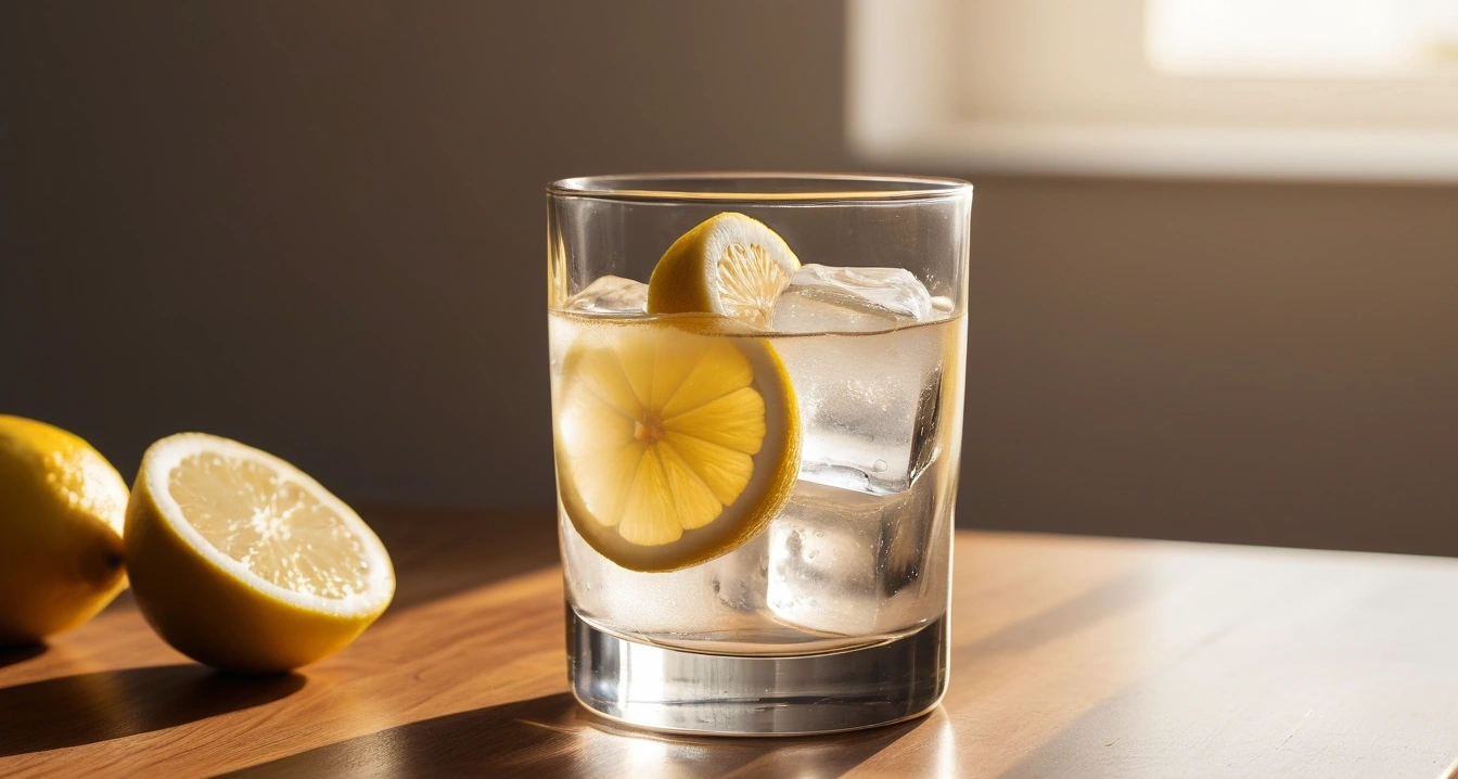 clear glass of cold water with melting i 1