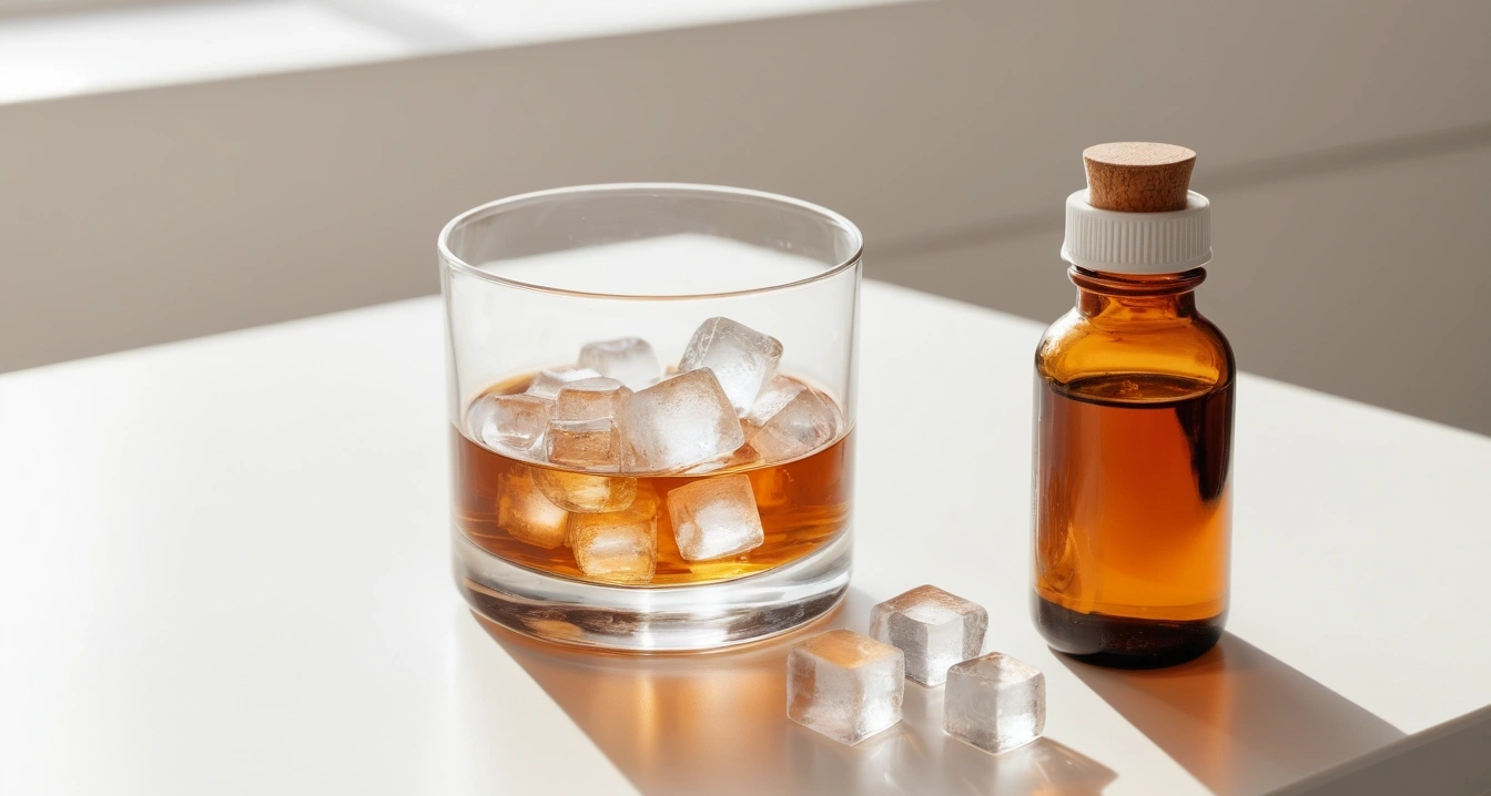 crystal glass with melting ice cubes cli 1