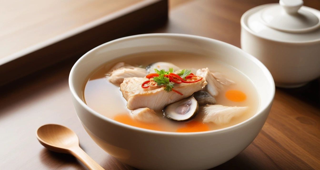 steaming ceramic bowl of ginseng chicken 1