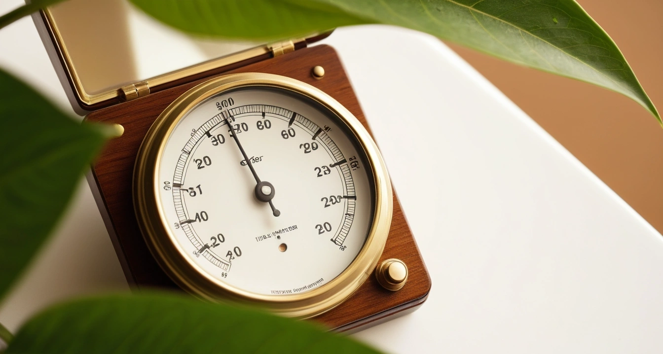 vintage brass hygrometer water droplets 1
