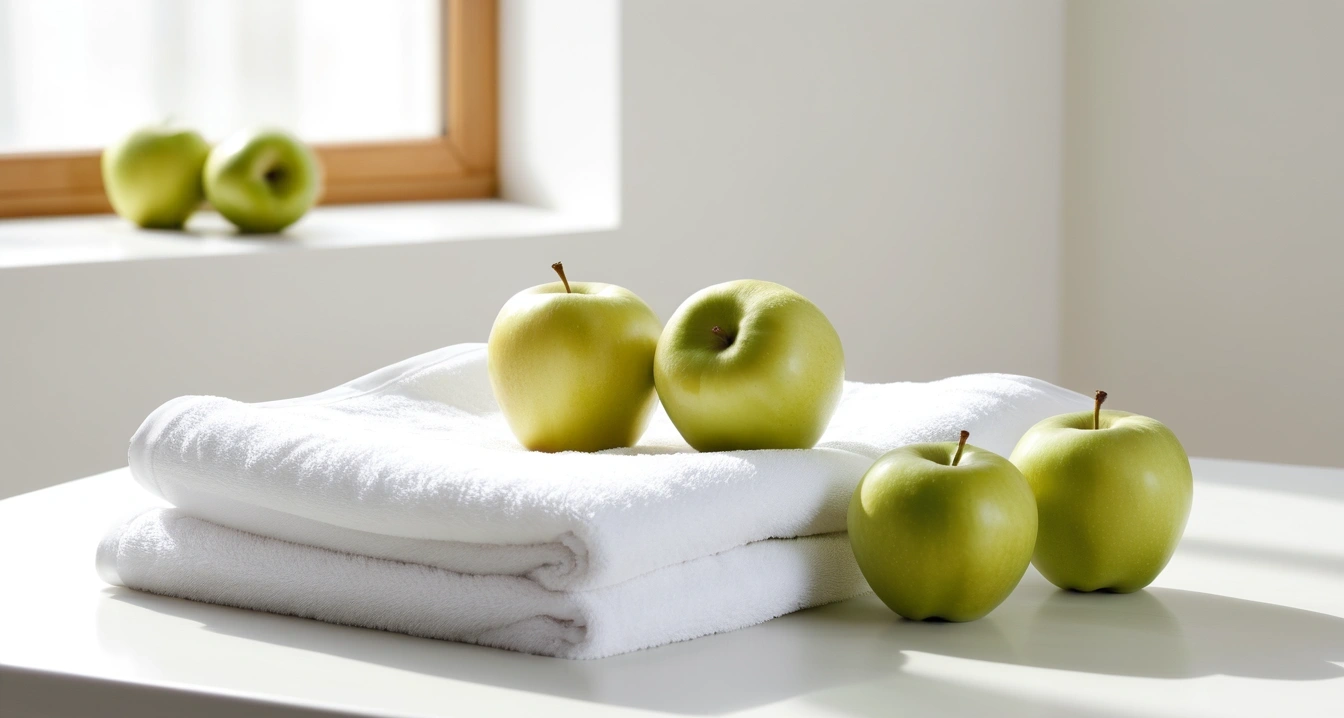허리 통증 - 온열 찜질기와 원적외선 장비의 즉각적 효과 (concept of A warm compress and clean towel that is soft on your back., a neat arrangement of healthy daily vitamins and fresh green apples, wellness concept, no people)