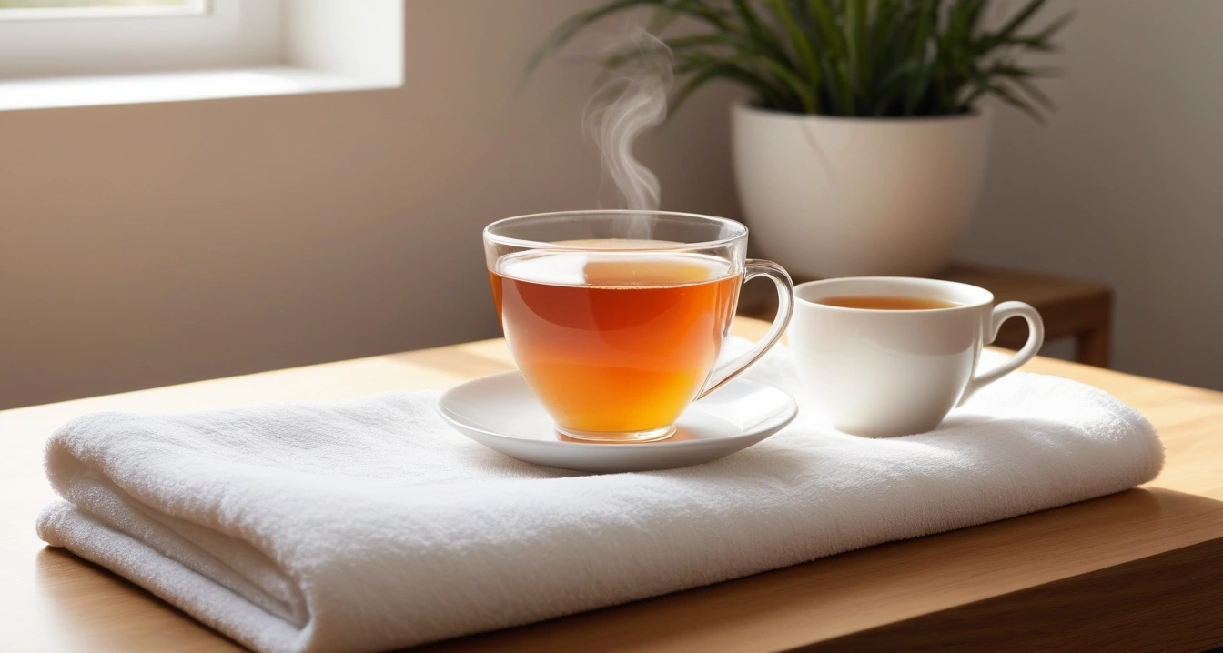 허리 통증 - 자동차 시트 포지션과 척추 보호 전략 (concept of A warm compress and clean towel that is soft on your back., close-up of a modern digital thermometer and a warm cup of herbal tea, health recovery, no people)