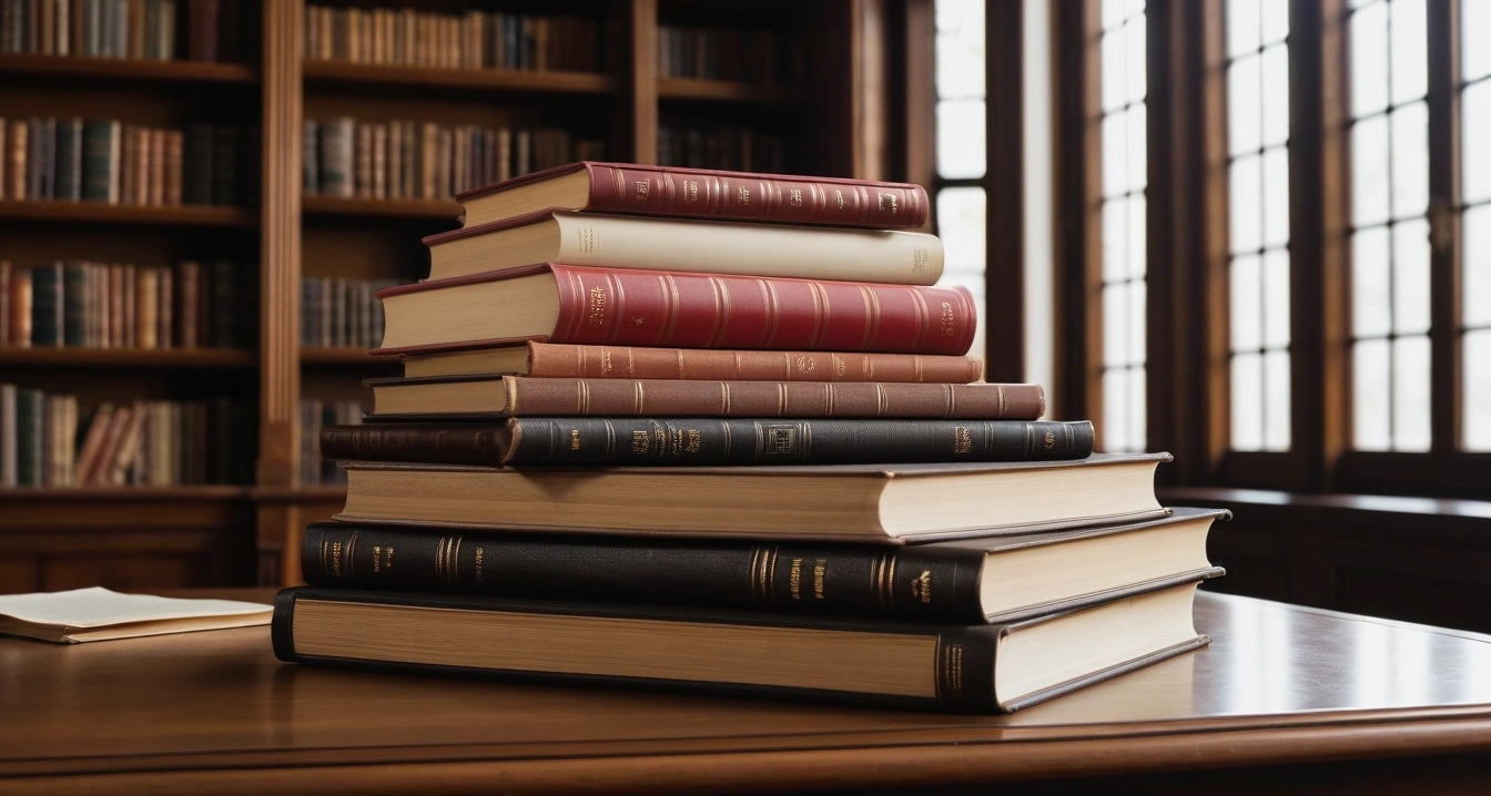 안티에이징 - 첨단 안티에이징 성분 활용의 최적화 전략 (concept of anti aging, a beautifully arranged stack of classic literature books, elegant library table, no people)