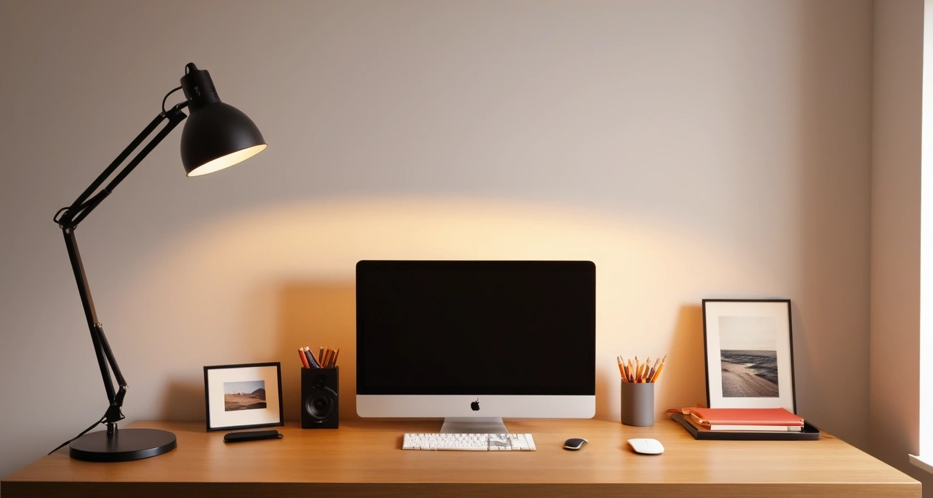 체지방 - 슬로우 조깅으로 가속하는 복부 지방 연소 (concept of body fat, a neatly organized modern study desk, warm desk lamp, no people)