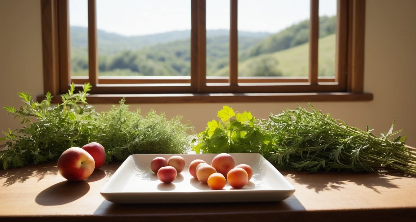 콜레스테롤 - 스마트폰 건강 앱을 활용한 비용 모니터링 (concept of cholesterol, a pristine bright herbal medicine preparation table, fresh green healing herbs, no people)
