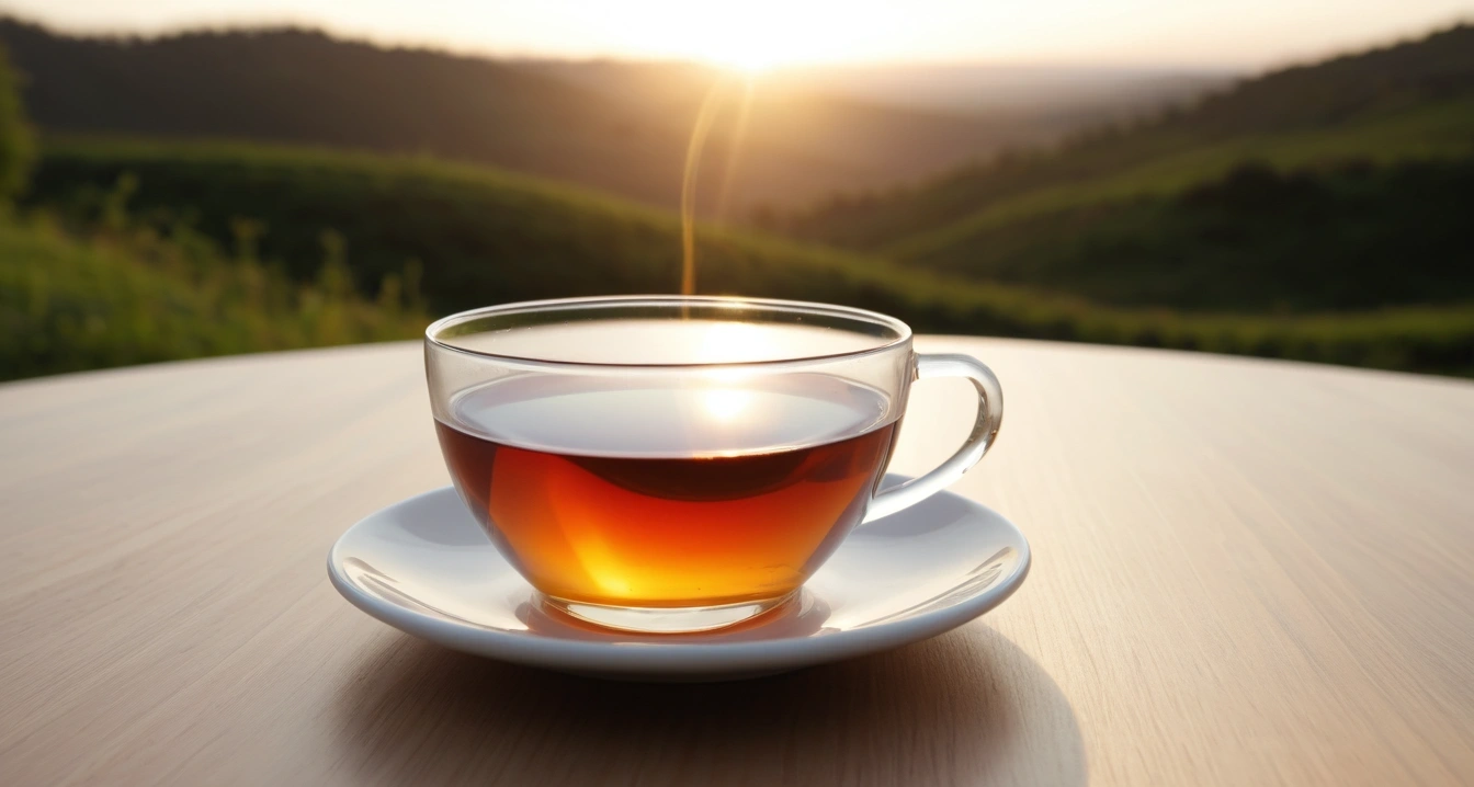 혈당 - 혈당 케어 유산균 및 기능성 식품의 역할 (concept of concept sugar, close-up of a modern digital thermometer and a warm cup of herbal tea, health recovery, no people)