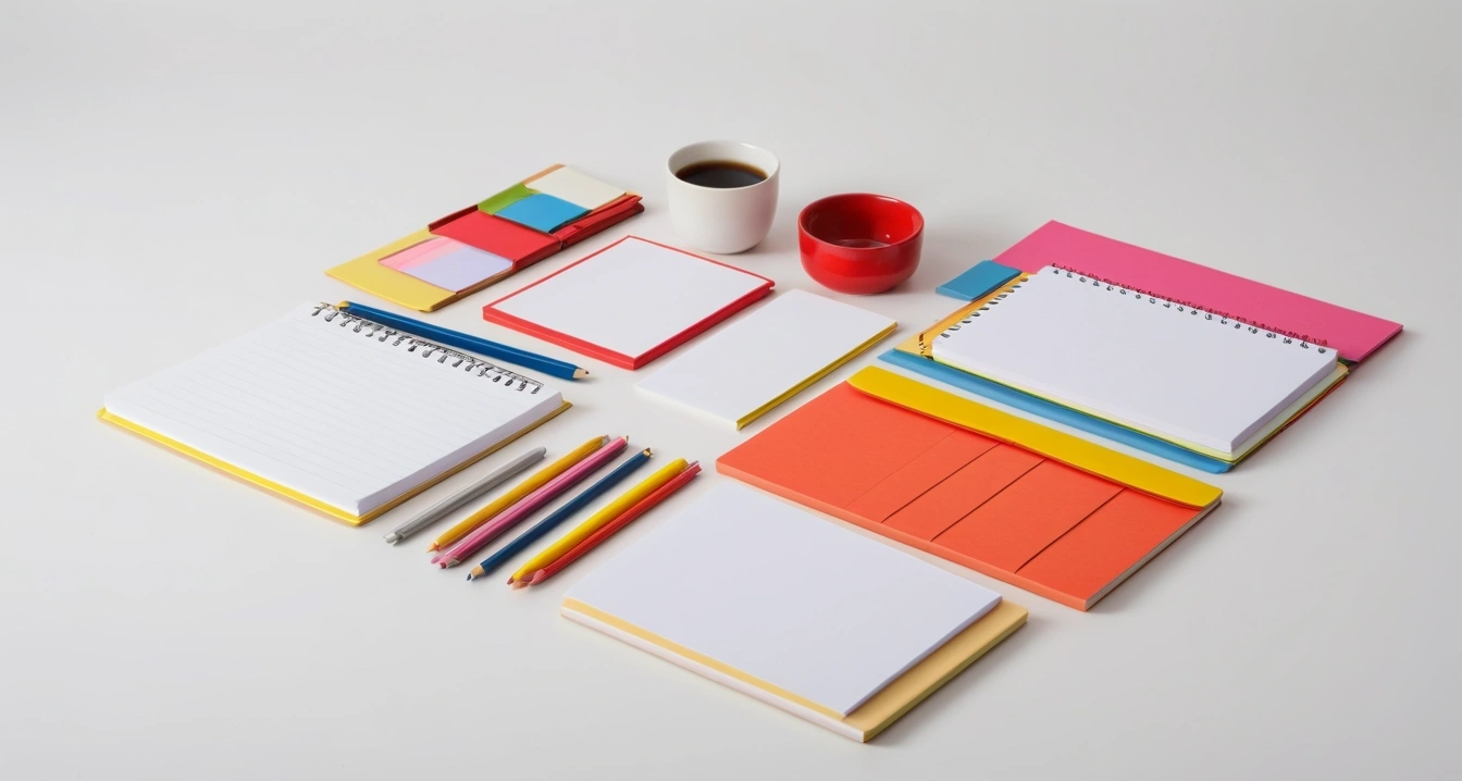 식이요법 - 굶기식 식이요법이 초래하는 기초대사량의 비극 (concept of diet, a clean minimalist workspace, organized colorful stationery, productivity aesthetic, no people)