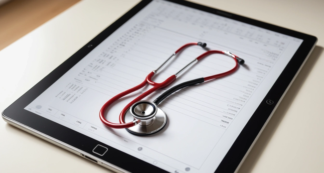 소화효소 - 섭취 타이밍과 식습관 관리를 통한 소화 효율 극대화 전략 (concept of digestive enzymes, a professional medical stethoscope resting on a digital tablet displaying health data, no people)