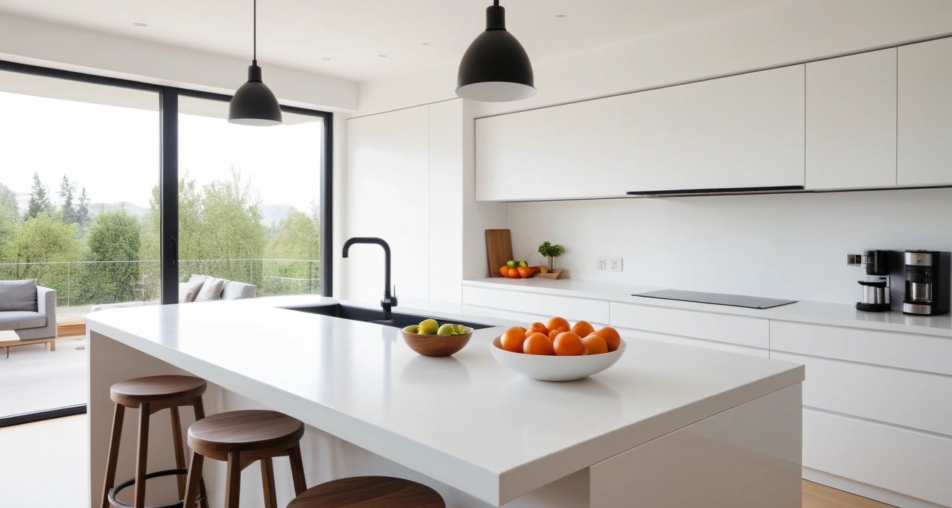면역력 - 실손보험금 청구와 서류 간소화 시스템 (concept of immunity, a pristine modern kitchen island, fresh vegetables, aesthetic coffee maker, no people)