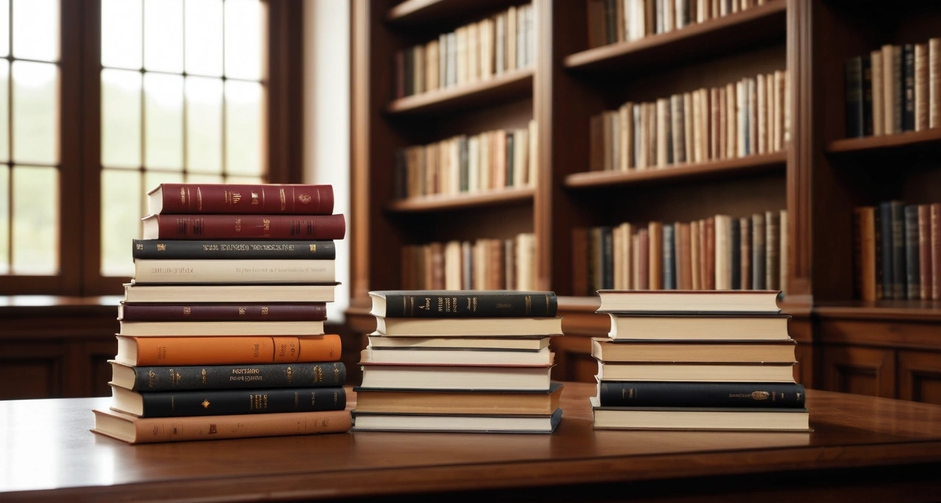 영양제 - 해외 드럭스토어 텍스리펀 혜택을 활용한 가성비 영양제 쇼핑 (concept of nutritional supplements, a beautifully arranged stack of classic literature books, elegant library table, no people)