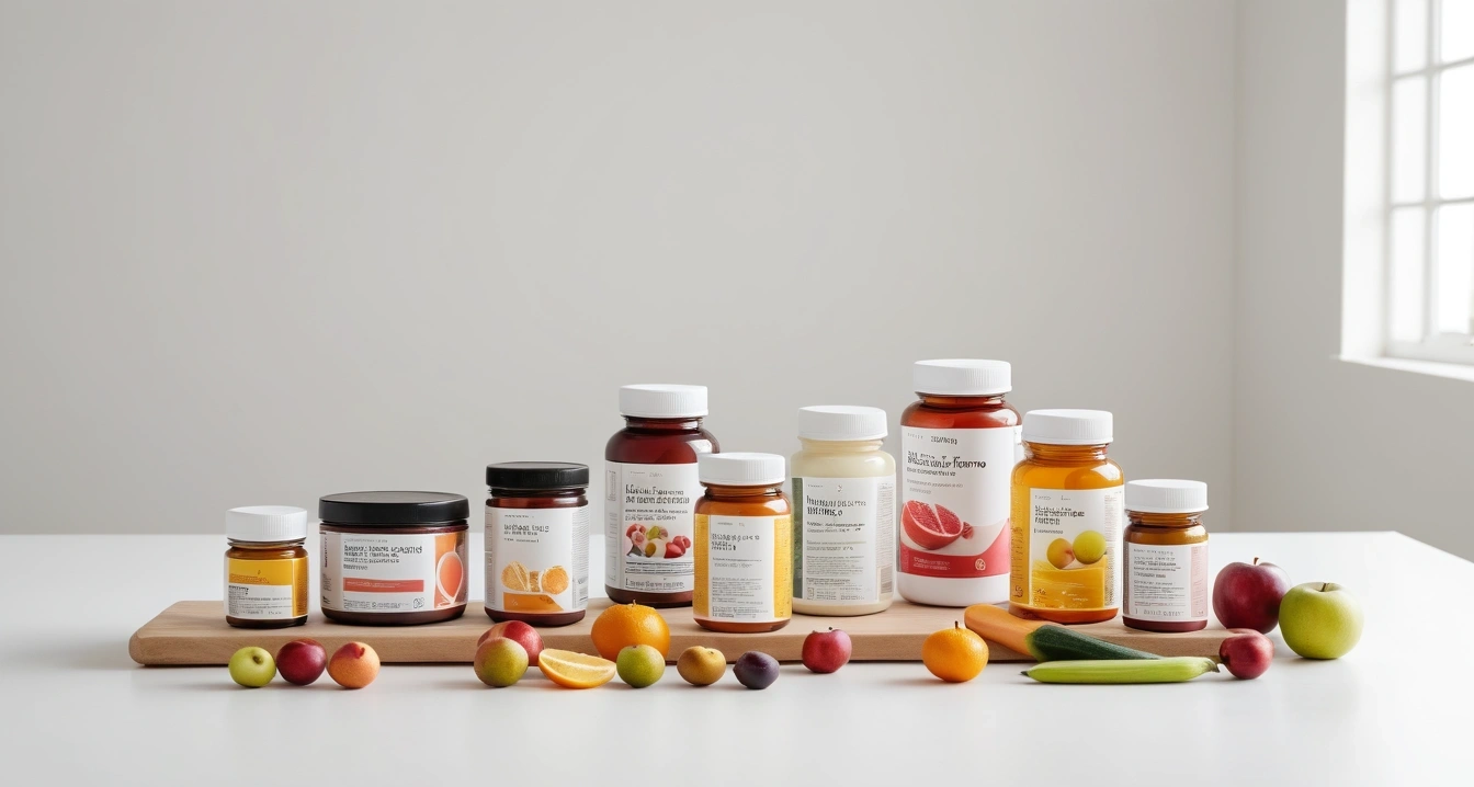 영양제 - 마그네슘과 근육이라는 엔진의 쿨링 시스템 (concept of nutritional supplements, a clean minimalist workspace, organized colorful stationery, productivity aesthetic, no people)