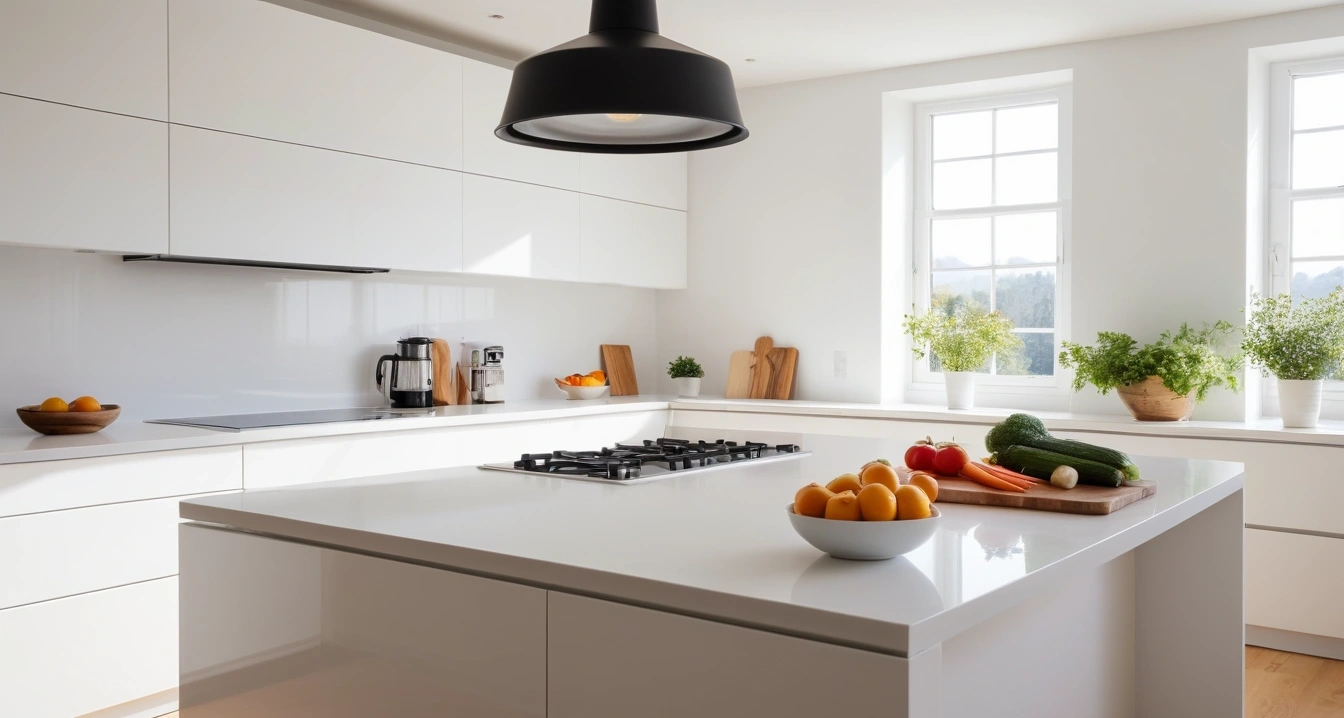 영양제 - 품질 대비 가격 지표 (concept of nutritional supplements, a pristine modern kitchen island, fresh vegetables, aesthetic coffee maker, no people)