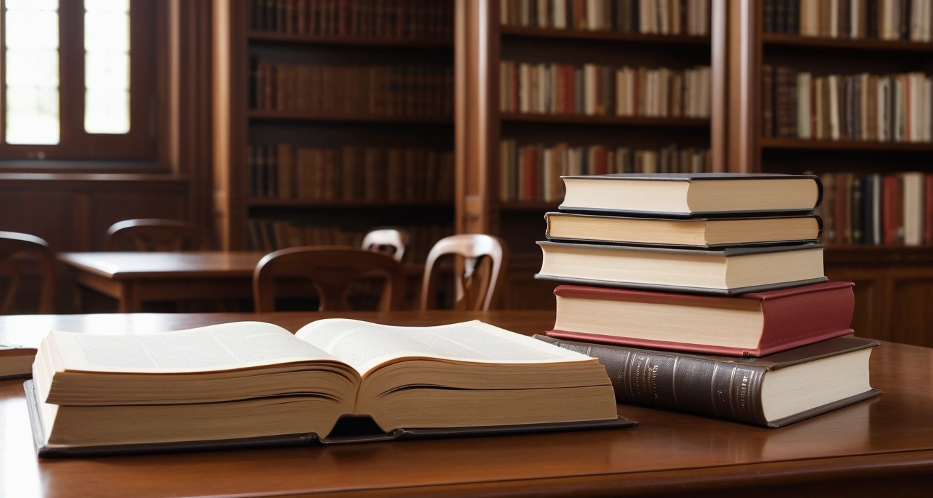 환자식단 - 불편함별 영양 성분 관리와 조리 도구의 최적화 (concept of patient diet, a beautifully arranged stack of classic literature books, elegant library table, no people)