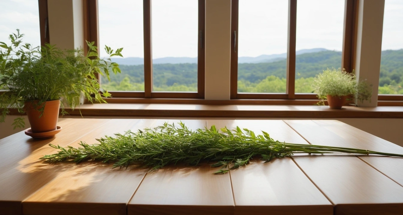 재활 스트레칭 - 로봇 재활장갑 사용 시 주의사항 (concept of rehabilitation stretching, a pristine bright herbal medicine preparation table, fresh green healing herbs, no people)