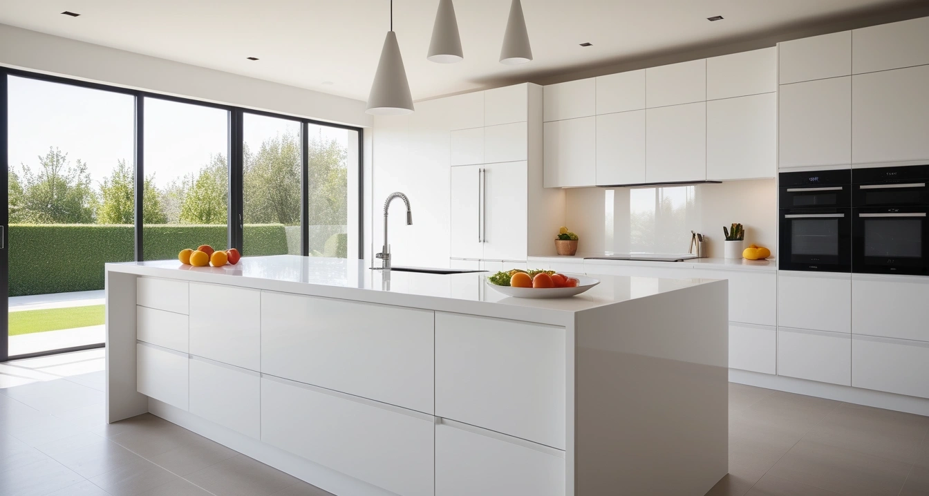 비타민B - 안전한 영양제 섭취를 위한 비타민B 권장량 준수 지침 (concept of Vitamin B, a pristine modern kitchen island, fresh vegetables, aesthetic coffee maker, no people)