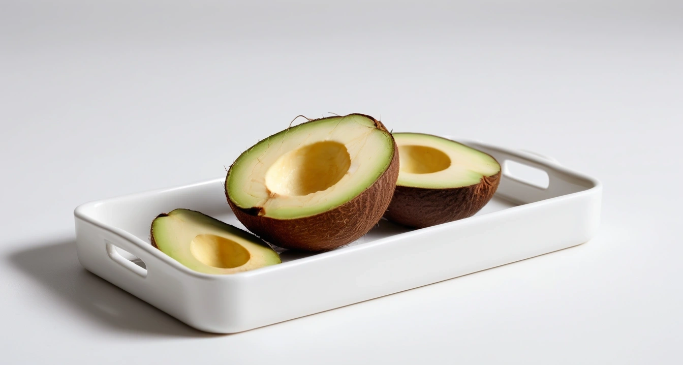 fresh coconut sliced avocado white ceram 1