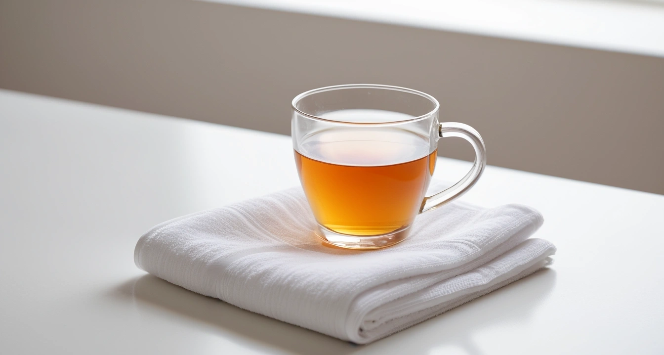 concept of a clean towel and a glass of 1