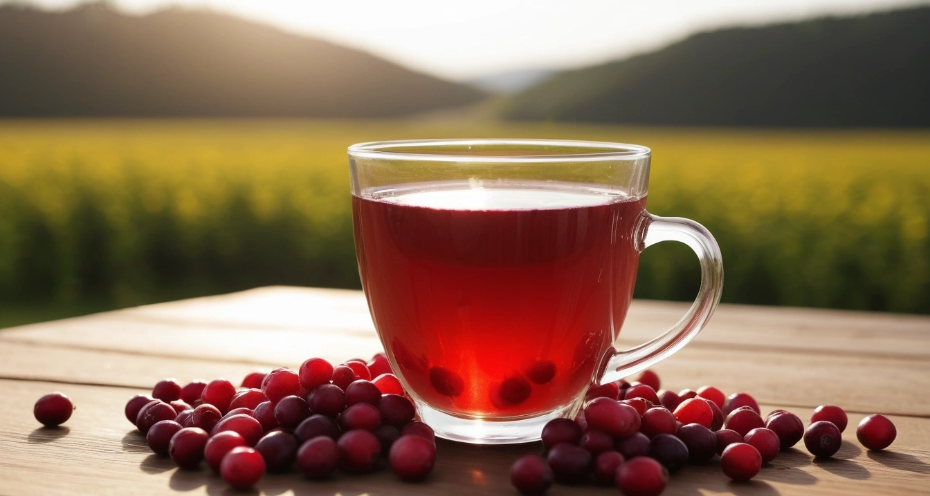 concept of fresh cranberry juice in a cl 2