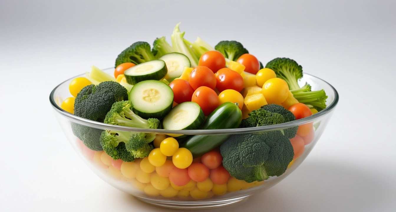 fresh green and yellow vegetables and a 2